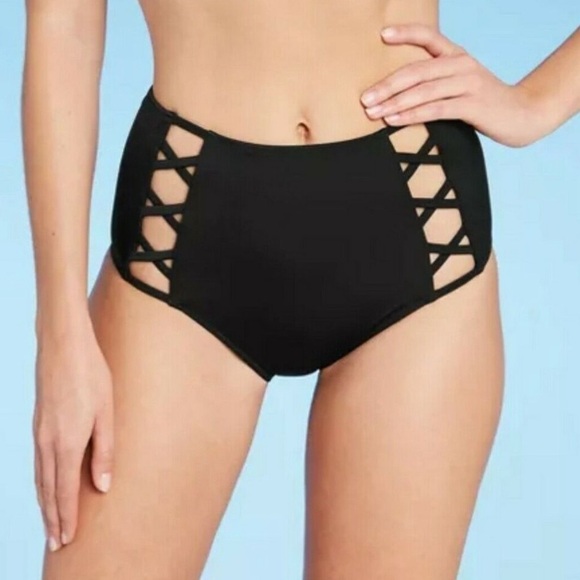Shade & Shore Black High-Waist Bikini Bottom - Picture 2 of 2